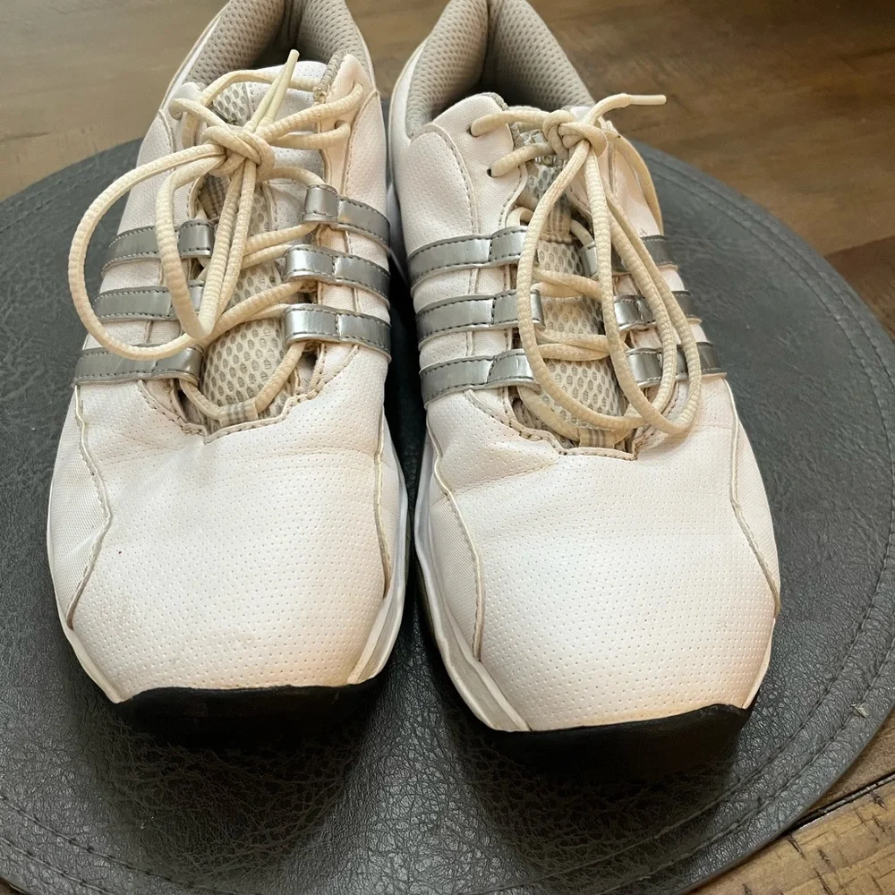 Adidas EVG-791003 Golf Shoes Traxion‎ White Gray Leather Size US 7.5 Mens Cleats